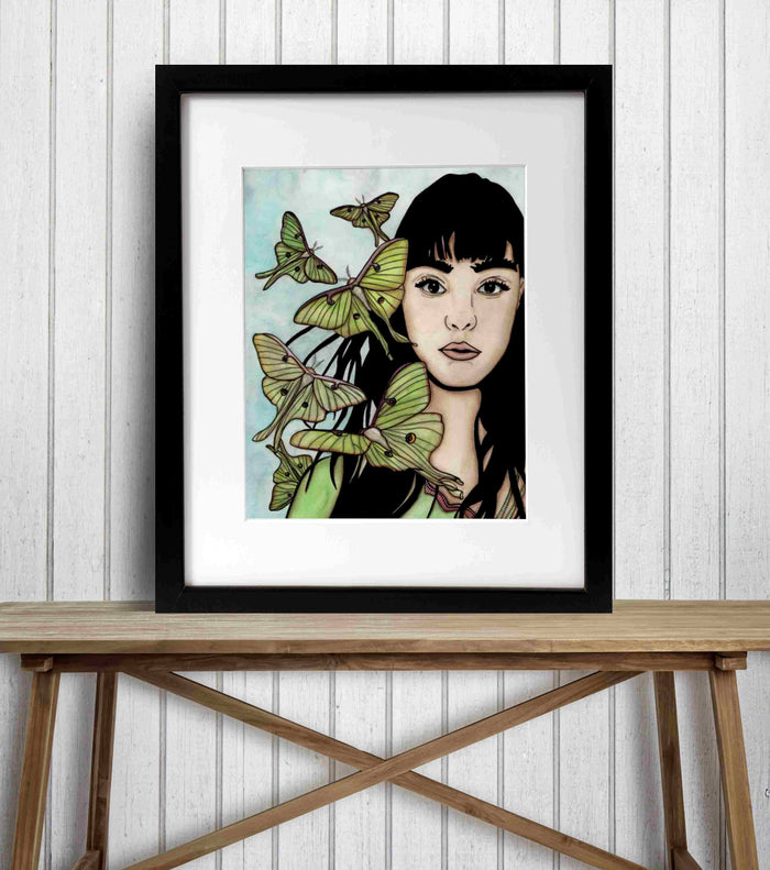 PinkPolish Design Art Prints "Luna Moths" Watercolor Painting: Art Print