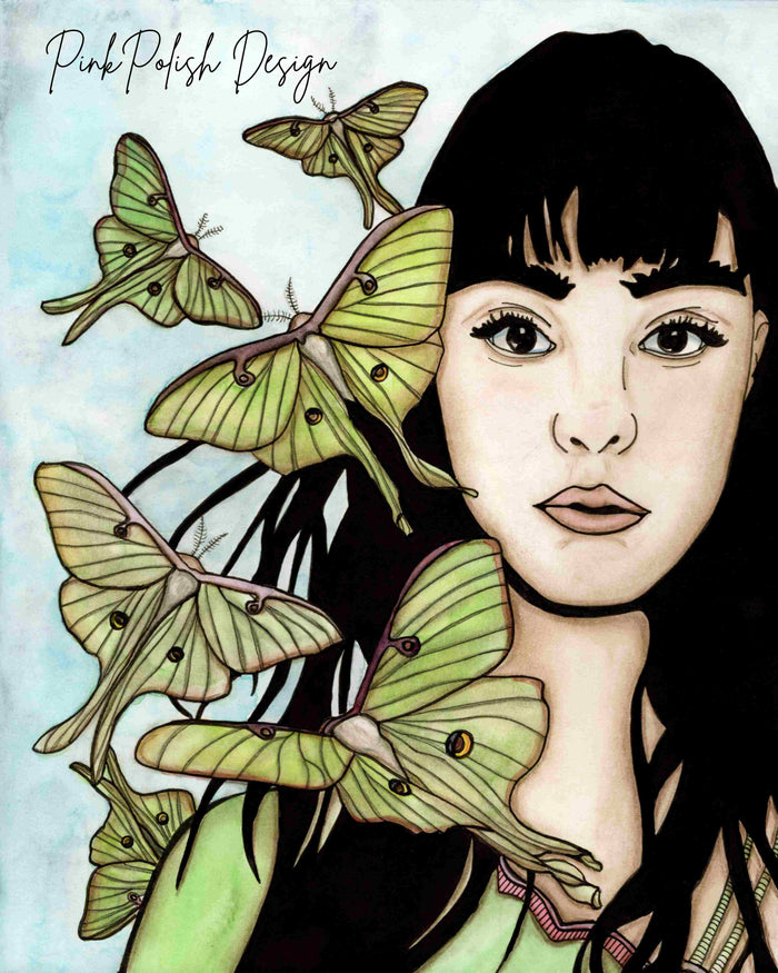 PinkPolish Design Art Prints "Luna Moths" Watercolor Painting: Art Print