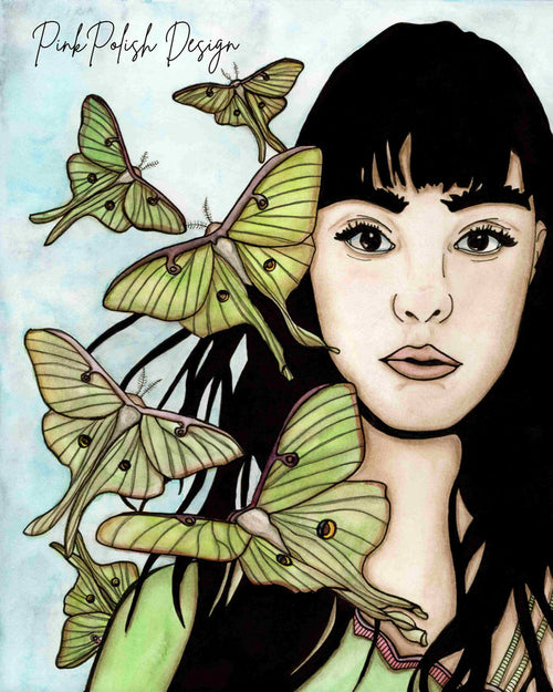 PinkPolish Design Art Prints "Luna Moths" Watercolor Painting: Art Print