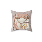 Luxury Handbag & Accessories Faux Suede Pillow — Chic Pink Fashion Decor