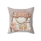 Luxury Handbag & Accessories Faux Suede Pillow — Chic Pink Fashion Decor