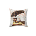 Luxury Monogram Makeup & Umbrella Faux Suede Pillow