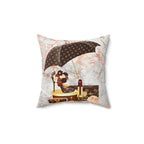 Luxury Monogram Makeup & Umbrella Faux Suede Pillow
