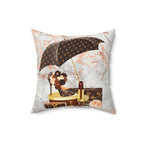 Luxury Monogram Makeup & Umbrella Faux Suede Pillow