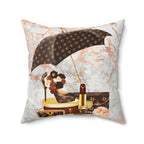 Luxury Monogram Makeup & Umbrella Faux Suede Pillow