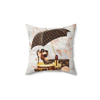 Luxury Monogram Makeup & Umbrella Faux Suede Pillow