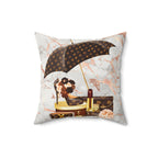Luxury Monogram Makeup & Umbrella Faux Suede Pillow