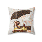 Luxury Monogram Makeup & Umbrella Faux Suede Pillow