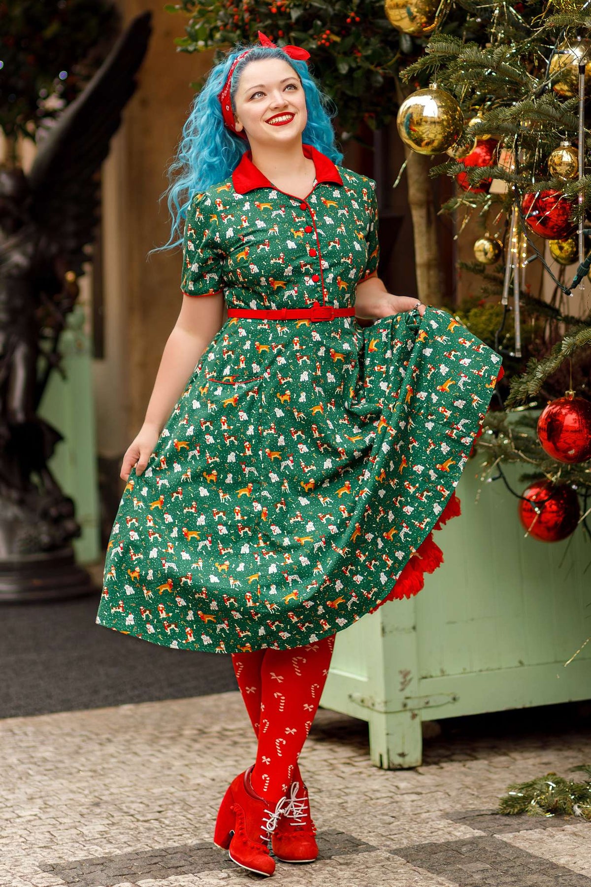 Mabel Dog At Christmas Shirt Dress