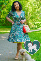 Matilda Dog Lover Wrap Dress In Green
