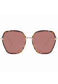 TopFoxx Maya Sunglasses in tortoise shell with gold bridge and brown oversized lenses on festival sunglasses — front view