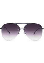 TopFoxx Megan 2 Narrow Sunglasses in black fade with rimless metal frame on festival sunglasses — front view