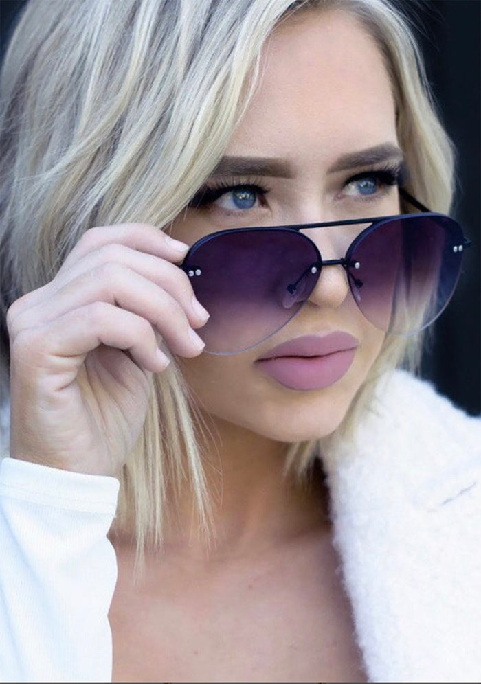 TopFoxx Megan 2 Narrow Sunglasses in black fade — model view