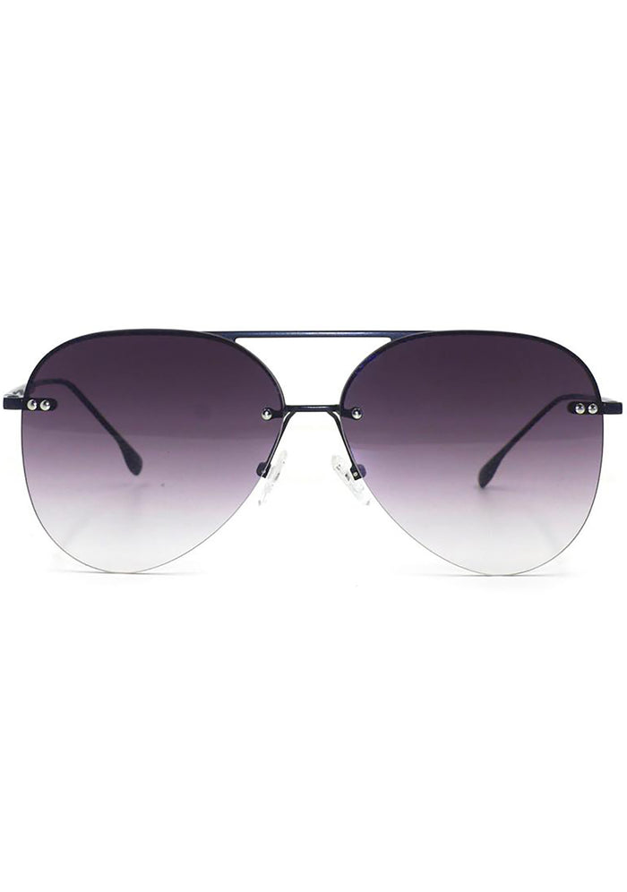 TopFoxx Megan 2 Sunglasses in black fade with rimless metal frame on festival sunglasses — front view