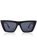 Dime Optics Melrose Polarized Sunglasses in black grey with cat-eye frame on rave festival sunglasses — front view