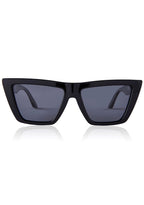 Dime Optics Melrose Polarized Sunglasses in black grey with cat-eye frame on rave festival sunglasses — front view