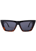 Dime Optics Melrose Polarized Sunglasses in black tortoise grey with cat-eye frame on rave festival sunglasses — front view