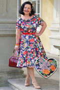 Darlene Midnight Garden Off Shoulder Swing Dress