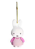Miffy Rubber Mascot Keychain in pink white with Miffy rubber figure on ball chain kawaii keychain — front view