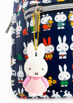 Miffy Rubber Mascot Keychain in pink white with Miffy rubber figure on ball chain kawaii keychain — model view
