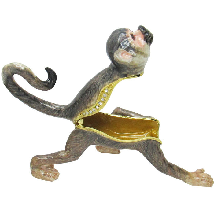 Monkey Jeweled Trinket Box Austrian Crystals,