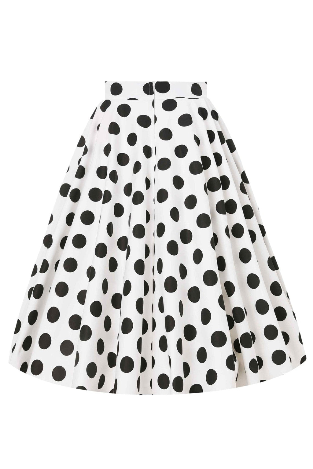 Maisie Polka Dot Full Circle Midi Skirt in White/Black