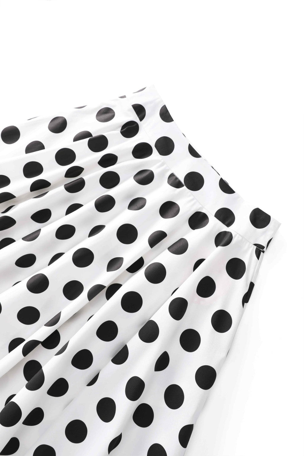 Maisie Polka Dot Full Circle Midi Skirt in White/Black