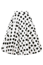 Maisie Polka Dot Full Circle Midi Skirt in White/Black