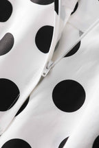 Maisie Polka Dot Full Circle Midi Skirt in White/Black