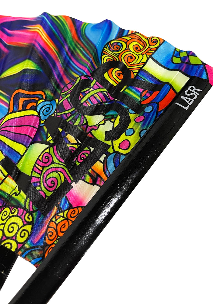 LASR Mushroom Madness UV Reactive Rave Fan — product view