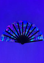 LASR Mushroom Madness UV Reactive Rave Fan — back view
