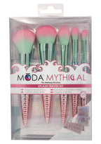 Moda Mythical Splash Makeup Brushes 6PC Kit in pink green — model view