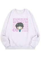 Neon Genesis Evangelion Lavender Shinji Ikari Chibi Pullover in lavender with chibi Shinji Ikari graphic on anime rave festival pullover — front view