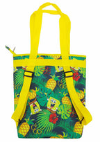Bioworld Nickelodeon Spongebob Pineapple Insulated Convertible Backpack Tote in yellow multi — back view