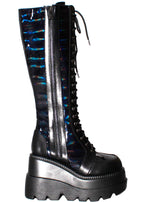 LASR Nightshade Hi Hologram Black Platform Boots — product view