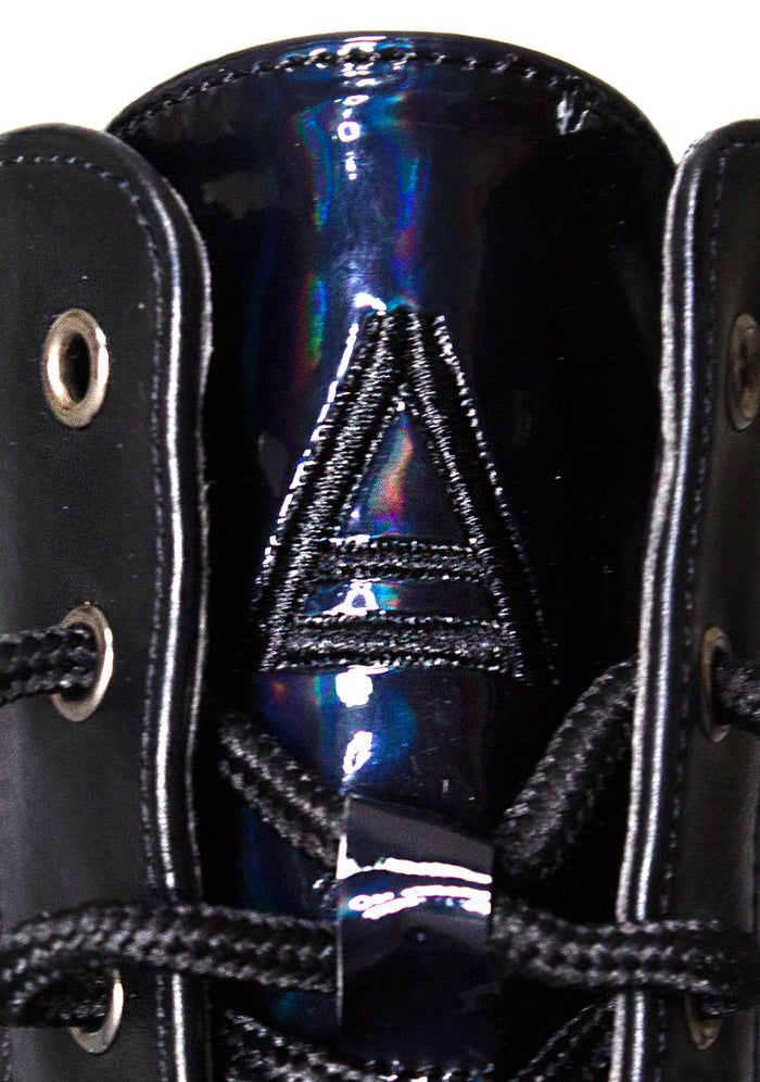 LASR Nightshade Hi Hologram Black Platform Boots — product view
