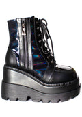 LASR Nightshade Hologram Black Platform Boots — product view