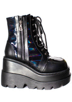 LASR Nightshade Hologram Black Platform Boots — product view