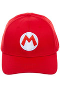 Bioworld Nintendo Super Mario Baseball Hat in red with embroidered Super Mario detail on fandom rave festival hat — front view