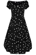 Lily Off Shoulder 50s Polka Dot Evening Dress in Black-White