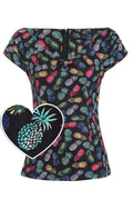 Lilian Off Shoulder Black Pineapple Top