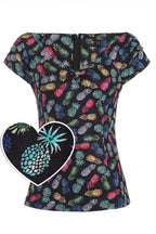 Lilian Off Shoulder Black Pineapple Top