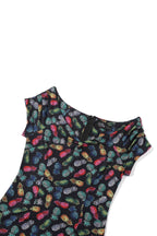 Lilian Off Shoulder Black Pineapple Top