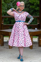 Lily Off Shoulder Pink Butterfly Swing Dress