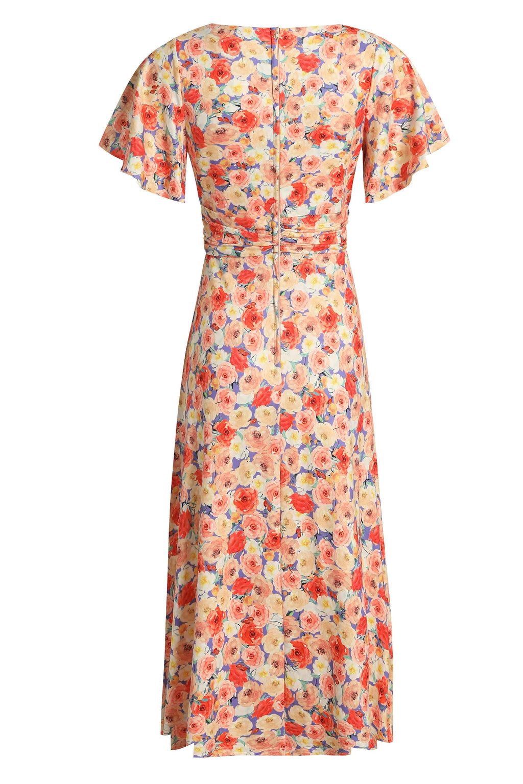 Donna Short Sleeve Tea Dress in Orange Floral Print
