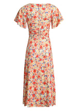 Donna Short Sleeve Tea Dress in Orange Floral Print