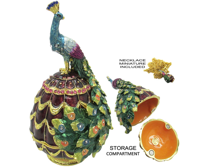 Peacock Jeweled Trinket Box Austrian Crystals