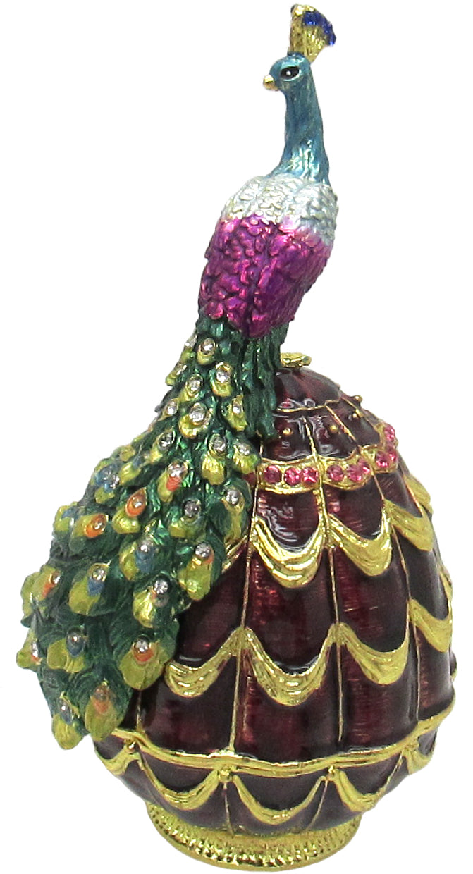 Peacock Jeweled Trinket Box Austrian Crystals