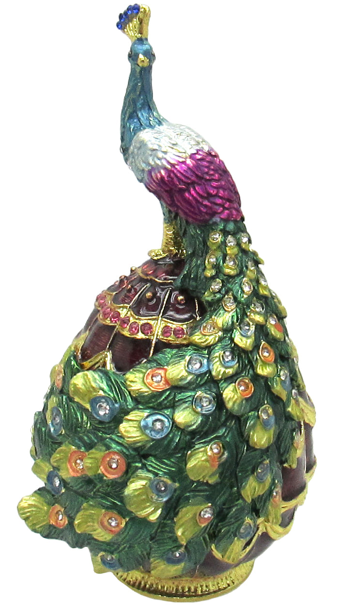 Peacock Jeweled Trinket Box Austrian Crystals
