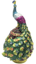 Peacock Jeweled Trinket Box Austrian Crystals